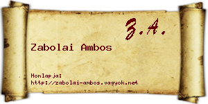 Zabolai Ambos névjegykártya
